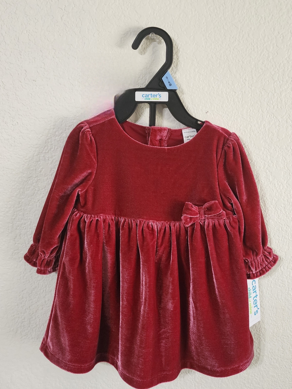 Carter's Child Of Mine 3-6 Months Burgundy Velvet Holiday Dress With Bloomer NWT